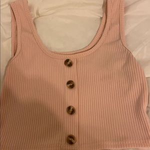 pink cropped tank top with buttons
